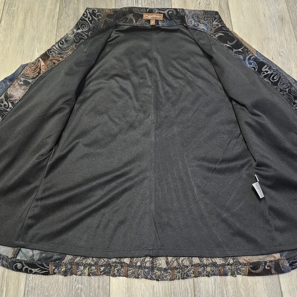 Obstinee by IKA Embroidered Tapestry Blazer Coat Multicolor Colorblock Women's 8 - Picture 3 of 8